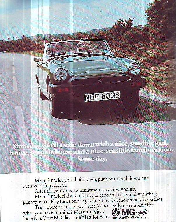 For Sale: Original MG Midget Full Page Colour Advertisment 1977 Laminated